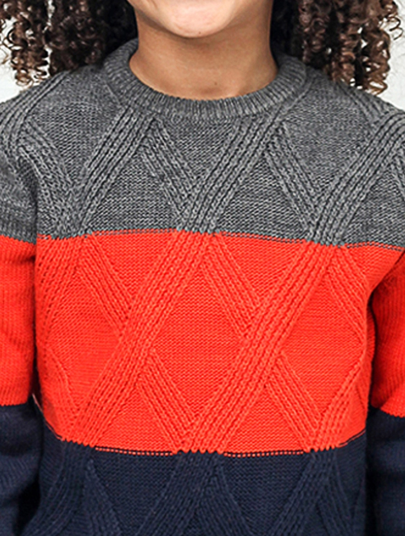 Pull colorblock rayé garçon